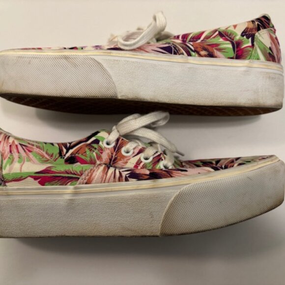 Vans Off the Wall Womens Classic Platform Purple Green Leaf 7.5 - Picture 6 of 8